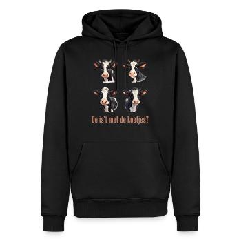 Oh, qu’est-ce que c’est que ce bavardage ? Chemises en dialecte vaches - Sweat à capuche Premium bio Homme - noir - Devant - Nico (187cm)