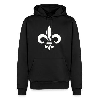Logo de lys français - Sweat à capuche Premium bio Homme - noir - Devant - Nico (187cm)