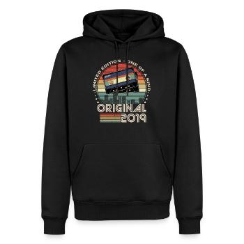 Limited Edition 2019 5th Anniversary - Men’s Premium Organic Hoodie - black - Front - Nico (187cm)