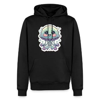 Amoureux des méduses - Sweat à capuche Premium bio Homme - noir - Devant - Nico (187cm)