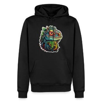 Tête de lézard dans la jungle - Sweat à capuche Premium bio Homme - noir - Devant - Nico (187cm)