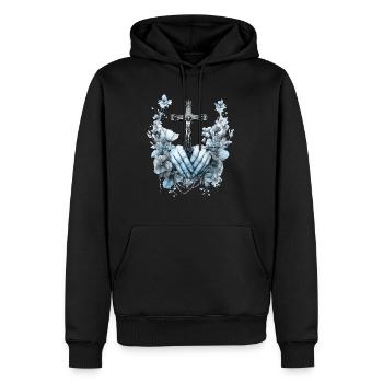 Jésus Bible Religion Chrétienne Croix Chrétienne Chrétienne - Sweat à capuche Premium bio Homme - noir - Devant - Nico (187cm)