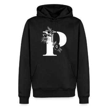 Blumen schwarz-weiß Buchstabe p - Männer Premium Bio Hoodie - Schwarz - Vorne - Nico (187cm)