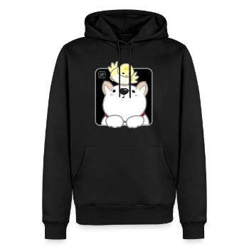 Hund koreanisch - japanischer Stil 02 - Männer Premium Bio Hoodie - Schwarz - Vorne - Nico (187cm)