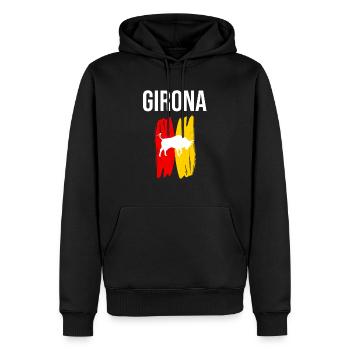 Souvenir de Gérone - Sweat à capuche Premium bio Homme - noir - Devant - Nico (187cm)