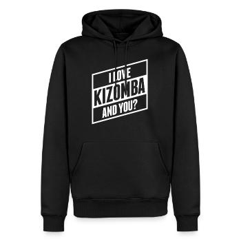 I loveKiz and you - Sweat à capuche Premium bio Homme - noir - Devant - Nico (187cm)