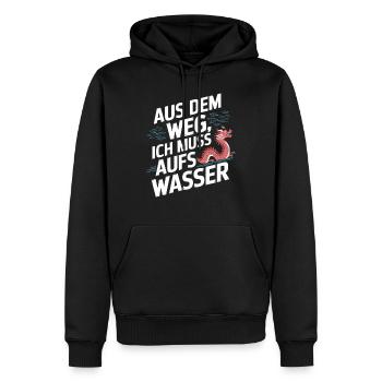 Aus dem Weg, ich muss aufs Wasser - Männer Premium Bio Hoodie - Schwarz - Vorne - Nico (187cm)
