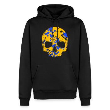 Totenkopf Bunt Camo - Männer Premium Bio Hoodie - Schwarz - Vorne - Nico (187cm)