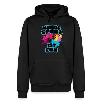 Aufdruck Hundesport ist fun rainbow Var. schwarz - Männer Premium Bio Hoodie - Schwarz - Vorne - Nico (187cm)