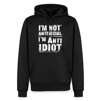 Pas fan des humains - Sweat à capuche Premium bio Homme - noir - Devant - Nico (187cm)