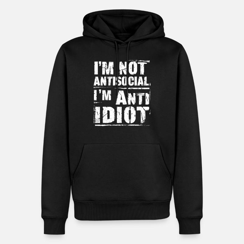 Pas fan des humains - Sweat à capuche Premium bio Homme - noir
