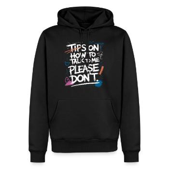 Introverti et sans conversation - Sweat à capuche Premium bio Homme - noir - Devant - Nico (187cm)