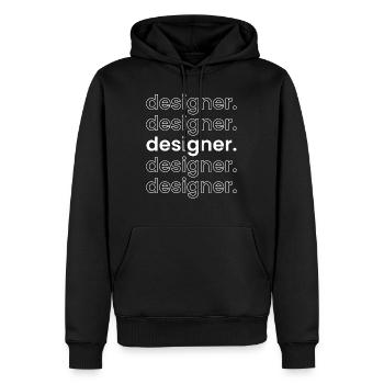 Designer-Design-Logo-Text. - Männer Premium Bio Hoodie - Schwarz - Vorne - Nico (187cm)
