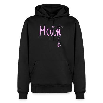 Moin Bienvenue Moin avec Seagull - Sweat à capuche Premium bio Homme - noir - Devant - Nico (187cm)