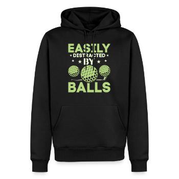 Facilement distrait par les balles Golfer Golf - Sweat à capuche Premium bio Homme - noir - Devant - Nico (187cm)