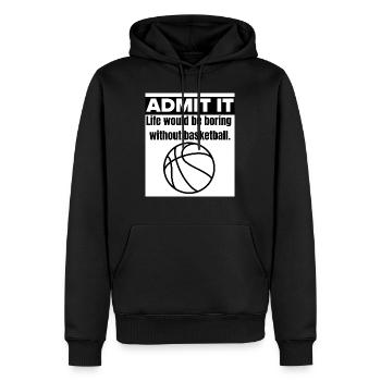 Geben Sie es zu - Männer Premium Bio Hoodie - Schwarz - Vorne - Nico (187cm)