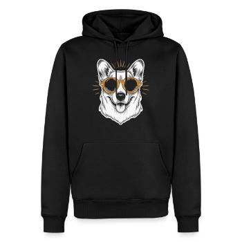 Cool Corgi avec des lunettes de soleil Drôle de chien Corgi amoureux - Sweat à capuche Premium bio Homme - noir - Devant - Nico (187cm)
