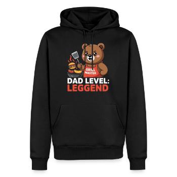 Papa Level: Leggends Grill Meister Bär - Männer Premium Bio Hoodie - Schwarz - Vorne - Nico (187cm)