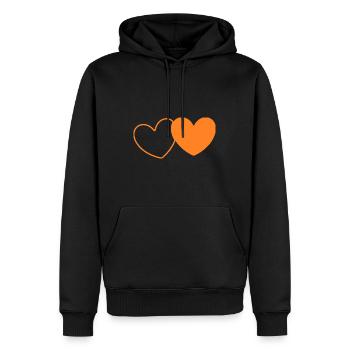 Valentinstag Herz orangen - Männer Premium Bio Hoodie - Schwarz - Vorne - Nico (187cm)