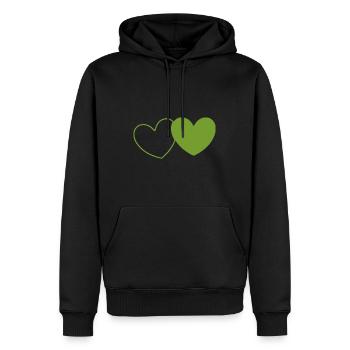 grünes Herz grün Herzen Paare Geschenk - Männer Premium Bio Hoodie - Schwarz - Vorne - Nico (187cm)