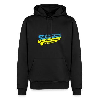Zelenskyy | Le vrai héros ukrainien - Sweat à capuche Premium bio Homme - noir - Devant - Nico (187cm)