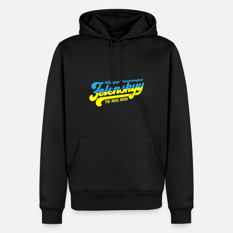 Zelenskyy | Le vrai héros ukrainien - Sweat à capuche Premium bio Homme - noir