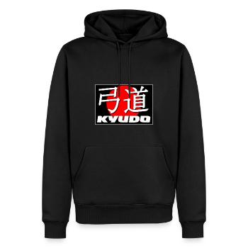 Kyudo - Japanisches Bogenschießen - Männer Premium Bio Hoodie - Schwarz - Vorne - Nico (187cm)