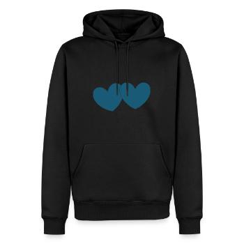 blaues Herz 2 Herzen Valentinstag - Männer Premium Bio Hoodie - Schwarz - Vorne - Nico (187cm)