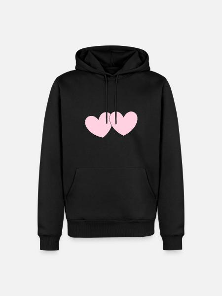 rosarotes Herz Herz rosa rot Herz pink Herzmuster - Männer Premium Bio Hoodie - Schwarz