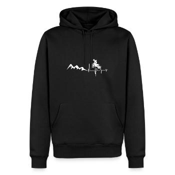 Herzklopfen - Berg - Mountainbike - (2) - Männer Premium Bio Hoodie - Schwarz - Vorne - Nico (187cm)