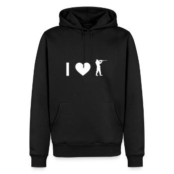 Ich Herz und Kerl jagen - - Männer Premium Bio Hoodie - Schwarz - Vorne - Nico (187cm)