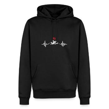 Heartbeat Mountains et drapeau suisse - (B.w) - Sweat à capuche Premium bio Homme - noir - Devant - Nico (187cm)