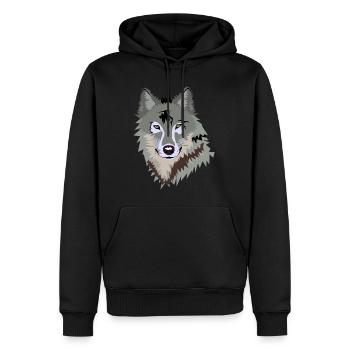 Wolf - Männer Premium Bio Hoodie - Schwarz - Vorne - Nico (187cm)