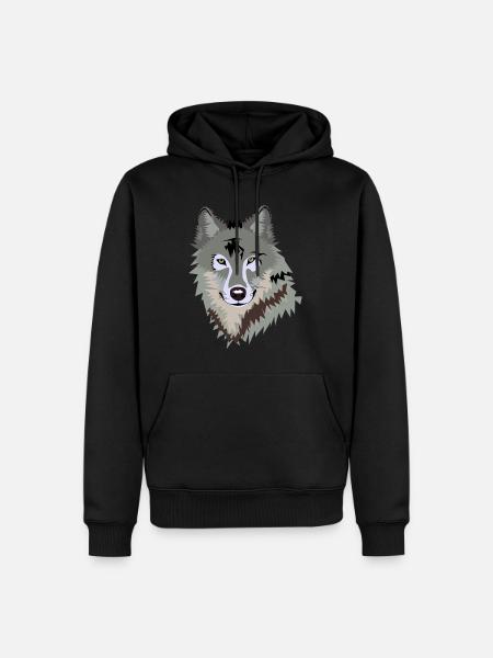 Wolf - Männer Premium Bio Hoodie - Schwarz