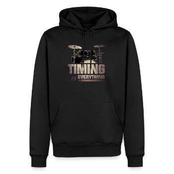 Timing is everything - Männer Premium Bio Hoodie - Schwarz - Vorne - Nico (187cm)