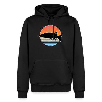 Brochet rétro pêche poisson ver prédateur chemise - Sweat à capuche Premium bio Homme - noir - Devant - Nico (187cm)