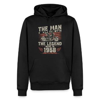 1968 Vintage Man Myth Legend Motorcycle - Men’s Premium Organic Hoodie - black - Front - Nico (187cm)