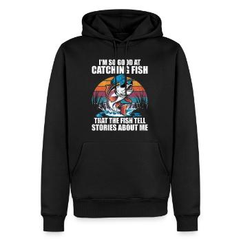 Ich bin so gut darin, Fische zu fangen, dass die Fische es sagen - Männer Premium Bio Hoodie - Schwarz - Vorne - Nico (187cm)