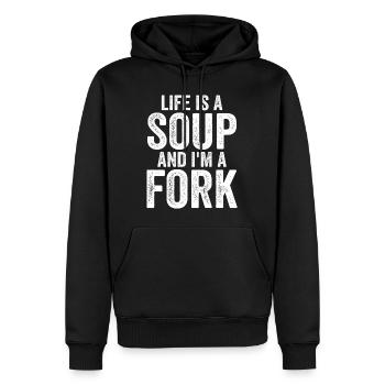 Life Is A Soup And I'm A Fork Tees | Funny - Sweat à capuche Premium bio Homme - noir - Devant - Nico (187cm)