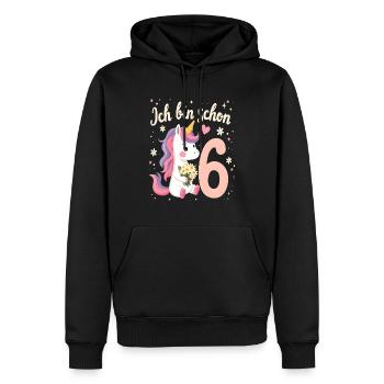 Licorne mignonne 6e anniversaire pour les filles - Sweat à capuche Premium bio Homme - noir - Devant - Nico (187cm)