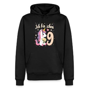 Licorne mignonne 9e anniversaire pour les filles - Sweat à capuche Premium bio Homme - noir - Devant - Nico (187cm)
