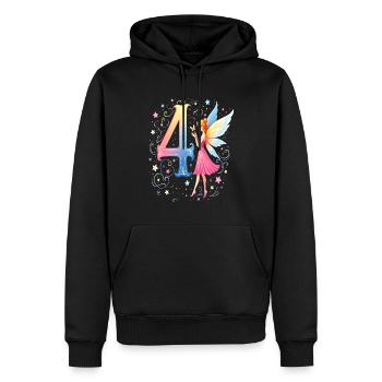 Douce Fée 4ème Anniversaire pour les filles - Sweat à capuche Premium bio Homme - noir - Devant - Nico (187cm)