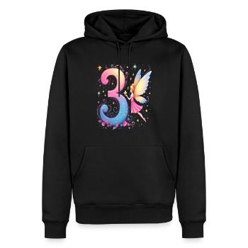 Douce Fée 3ème anniversaire pour les filles - Sweat à capuche Premium bio Homme - noir - Devant - Nico (187cm)