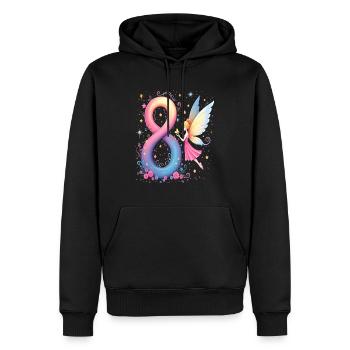 Douce Fée 8ème Anniversaire pour les filles - Sweat à capuche Premium bio Homme - noir - Devant - Nico (187cm)