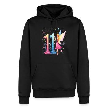 Douce Fée 11ème Anniversaire pour les filles - Sweat à capuche Premium bio Homme - noir - Devant - Nico (187cm)