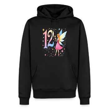 Douce Fée 12ème Anniversaire pour les filles - Sweat à capuche Premium bio Homme - noir - Devant - Nico (187cm)