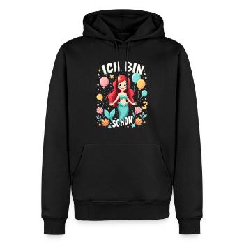 J’ai déjà 3 sirène fille d’anniversaire - Sweat à capuche Premium bio Homme - noir - Devant - Nico (187cm)