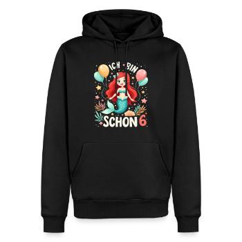 J’ai déjà 6 ans Sirène Birthday Girl - Sweat à capuche Premium bio Homme - noir - Devant - Nico (187cm)