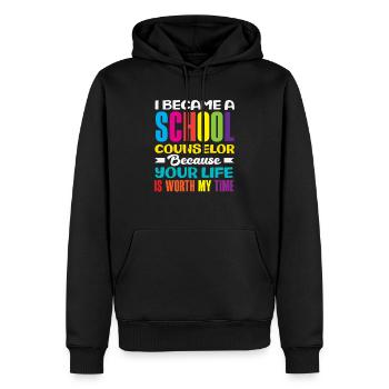 Schulberater Dein Leben Zählt Für Mich - Männer Premium Bio Hoodie - Schwarz - Vorne - Nico (187cm)