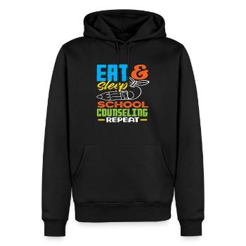 Manger Dormir Counseling Scolaire Motivation Répétée - Sweat à capuche Premium bio Homme - noir - Devant - Nico (187cm)